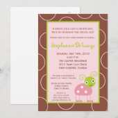 5x7 Spring roze Lady Bug Baby shower uitnodiging (Voorkant / Achterkant)