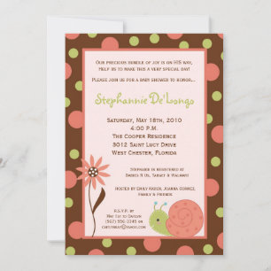 5x7 Spring Snail Bug Flower Baby shower Invitation Kaart