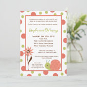 5x7 Spring Snail Bug Flower Baby shower Invitation Kaart (Staand voorkant)