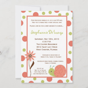 5x7 Spring Snail Bug Flower Baby shower Invitation Kaart