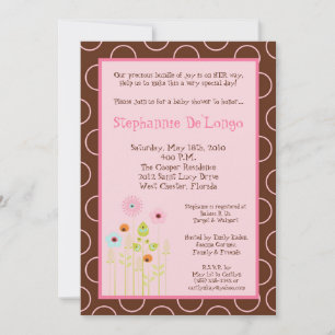 5x7 Spring Time Flower Baby shower Invitation Kaart