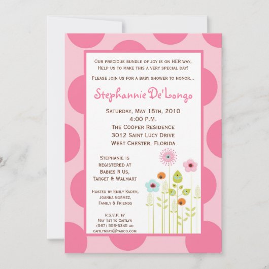 5x7 Spring Time Flower Baby shower Invitation Kaart (Voorkant)