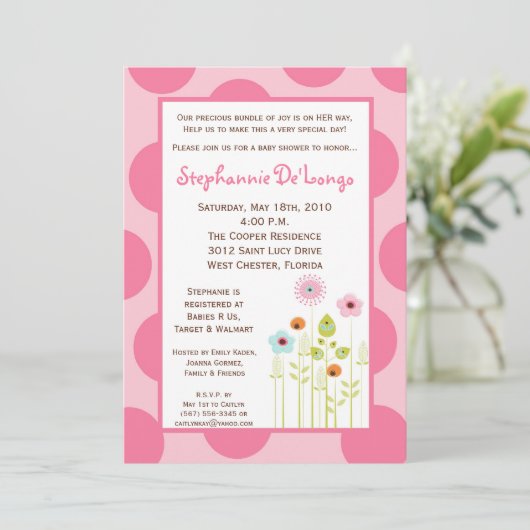 5x7 Spring Time Flower Baby shower Invitation Kaart (Staand voorkant)