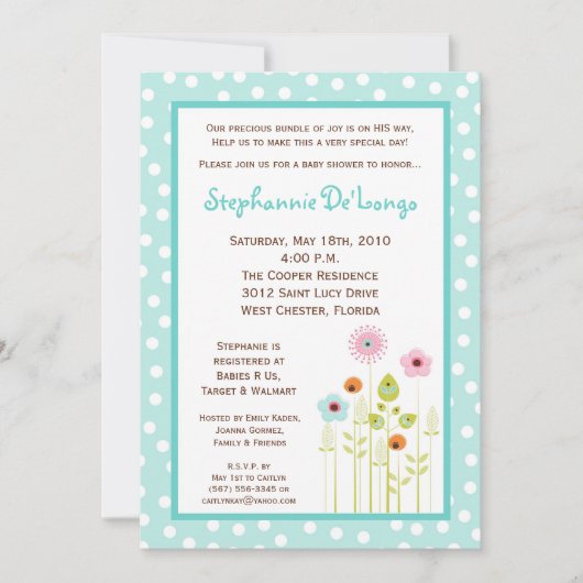 5x7 Spring Time Flower Baby shower Invitation Kaart (Voorkant)