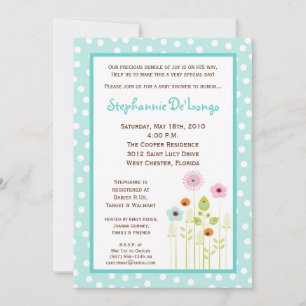 5x7 Spring Time Flower Baby shower Invitation Kaart
