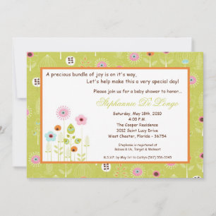 5x7 Spring Time Flowers Baby shower Invitation Kaart