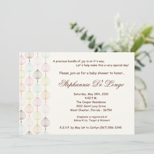 5x7 Spring Time Flowers Baby shower Invitation Kaart (Staand voorkant)
