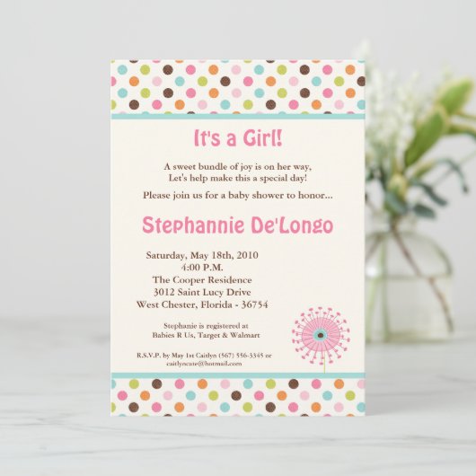 5x7 Spring Time Flowers Baby shower Invitation Kaart (Staand voorkant)