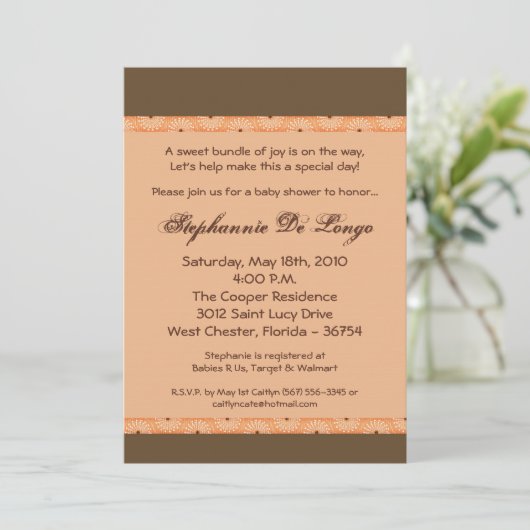 5x7 SpringFlower Oranje Zen Baby shower Uitnodigin Kaart (Staand voorkant)