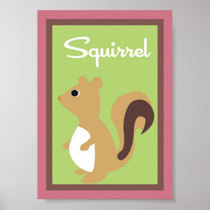 5X7 Squirre Wall Art Liefde en Natuur Meisje Woodl Poster