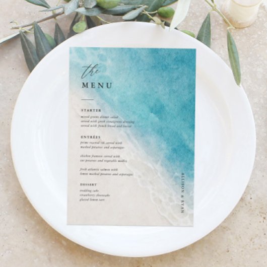 5x7" Strand Bruiloft Tafel Menu Kaarten Plat Menu