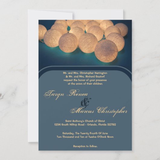 5x7 String Lights Night Lantern Wedding Invitation Kaart (Voorkant)