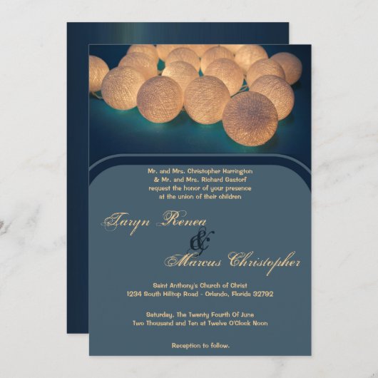 5x7 String Lights Night Lantern Wedding Invitation Kaart (Voorkant / Achterkant)