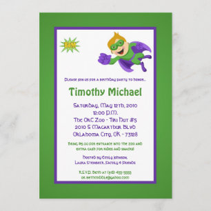 5x7 Super Hero Kind Boy Birthday Party Invitation Kaart
