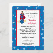 5x7 Super Hero Kind Boy Birthday Party Invitation Kaart (Voorkant / Achterkant)