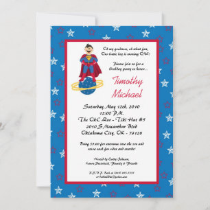 5x7 Super Hero Kind Boy Birthday Party Invitation Kaart
