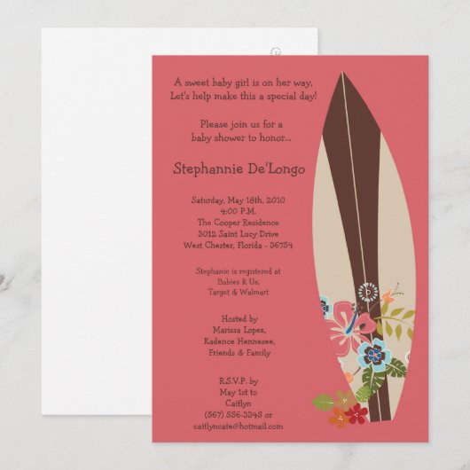 5x7 Surfer Baby Boards Baby shower Uitnodiging (Voorkant / Achterkant)