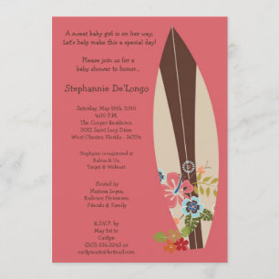 5x7 Surfer Baby Boards Baby shower Uitnodiging