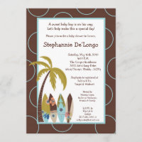 5x7 Surfer Baby Boards Baby shower Uitnodiging