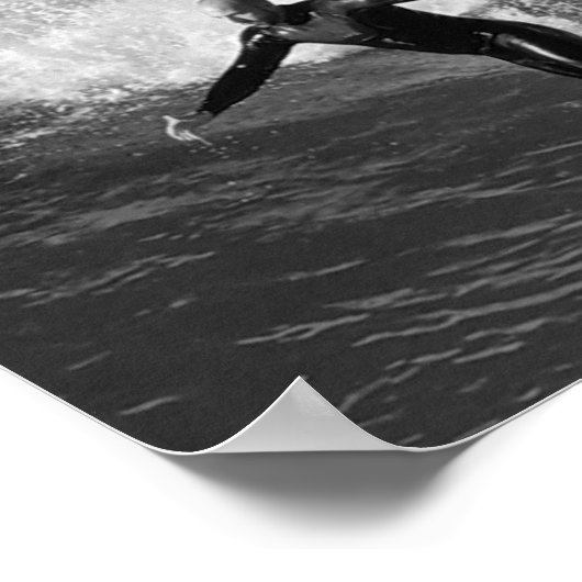 5x7 Surfer blk wht, Huntington Beach, Californië Poster (Hoek)