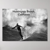 5x7 Surfer blk wht, Huntington Beach, Californië Poster (Voorkant)