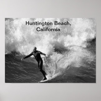 5x7 Surfer blk wht, Huntington Beach, Californië Poster