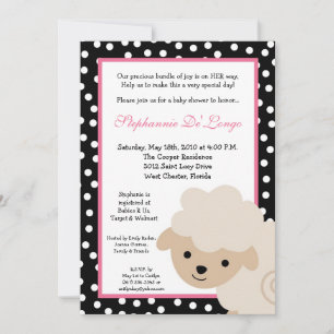 5x7 Sweet Pink Boerderij Sheep Baby shower Uitnodi Kaart