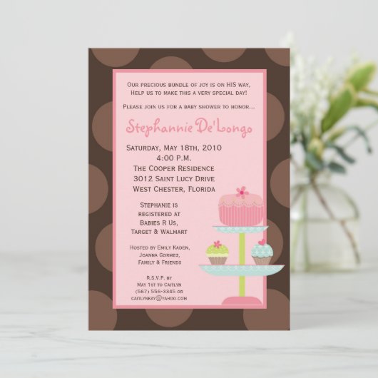 5x7 Sweet Trees Cup Baby shower Uitnodiging (Staand voorkant)