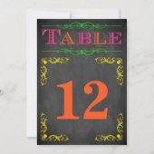 5x7 tabelnummer kaart | Neon Chalkboard (Voorkant)