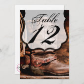 5x7 Tabelnummerkaart Cowboy Boots Barn Wood Rusti Kaart (Voorkant / Achterkant)
