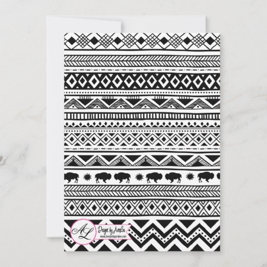 5x7 Tafelnummer Kaart Boho Buffalo Tribal Pattern (Achterkant)