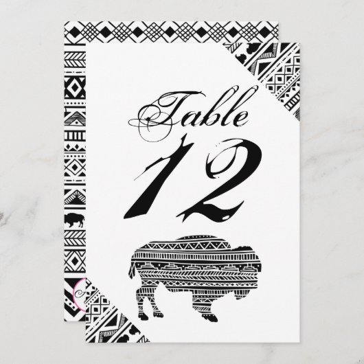 5x7 Tafelnummer Kaart Boho Buffalo Tribal Pattern (Voorkant / Achterkant)