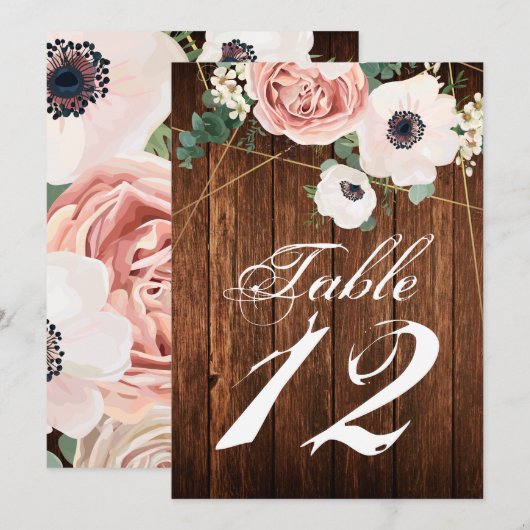 5x7 Tafelnummer Kaart Geometrische Tuin Roos Schuu (Voorkant / Achterkant)