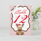 5x7 Tafelnummer Kaart Rendier Christmas XMAS Polk (Staand voorkant)