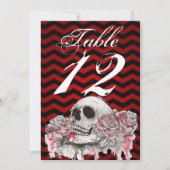 5x7 Tafelnummer Kaart schedel Roos Gotische Chevro (Voorkant)