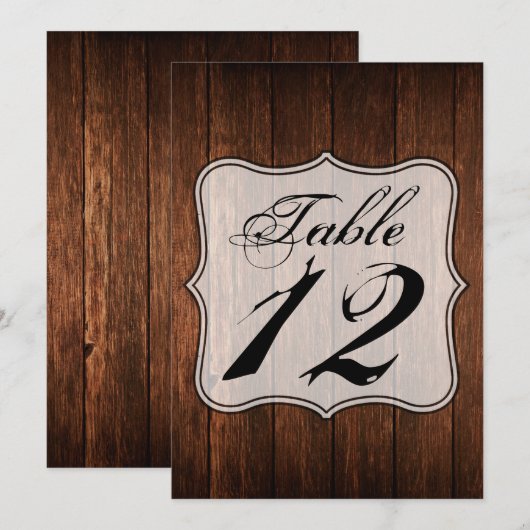 5x7 Tafelnummer Kaart Schuur Hout Country Rustiek (Voorkant / Achterkant)