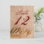 5x7 Tafelnummer Kaart Tarwe op Burlap Sack Land (Staand voorkant)