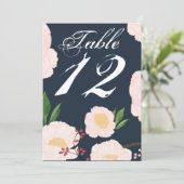 5x7 Tafelnummer Kaart Wit Bloemen op Donker (Staand voorkant)