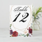 5x7 Tafelnummer Kaart Wit Roses Goud Geometrisch (Staand voorkant)