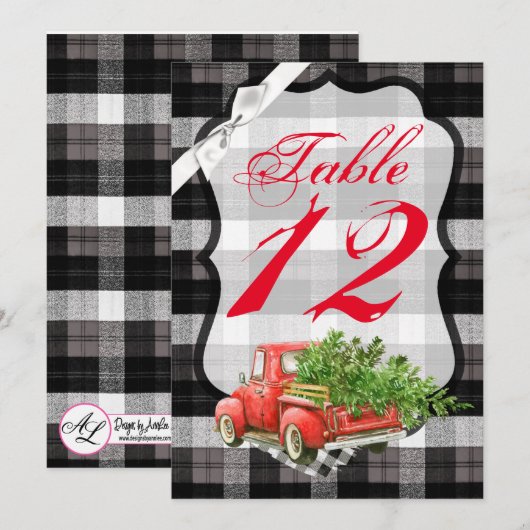 5x7 Tafelnummer Kaart XMAS Truck Kerstbuffel (Voorkant / Achterkant)