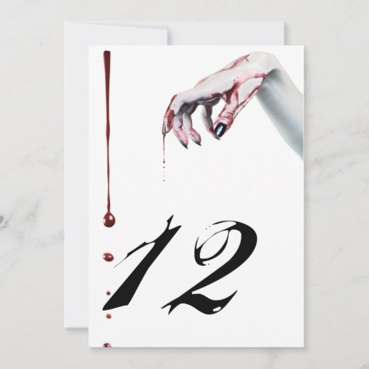 5x7 Tafelnummer Kaart zombie bloeddruppel vampier  (Voorkant)