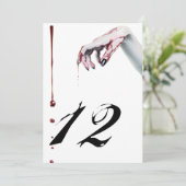 5x7 Tafelnummer Kaart zombie bloeddruppel vampier  (Staand voorkant)