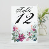 5x7 Tafelnummerkaart Tropische Bloem op Blauwe Omb Kaart (Staand voorkant)