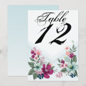 5x7 Tafelnummerkaart Tropische Bloem op Blauwe Omb Kaart (Voorkant / Achterkant)