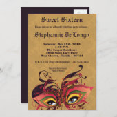 5x7 Tan Masquerade Sweet 16 Verjaardag Uitnodiging (Voorkant / Achterkant)