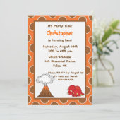 5x7 Tan Polkadot Dinosaur Birthday Invite Kaart (Staand voorkant)