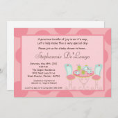 5x7 Tea Party Polka Dot Baby shower Invitation Kaart (Voorkant / Achterkant)
