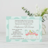 5x7 Tea Party Polka Dot Baby shower Invitation Kaart (Staand voorkant)