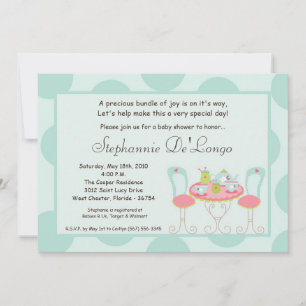 5x7 Tea Party Polka Dot Baby shower Invitation Kaart