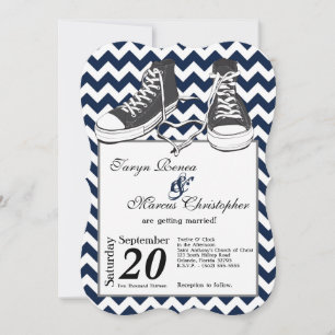 5x7 Teenage Sneakers Chevron Wedding Kaart